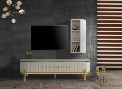 TV Ständer RTV Lowboard Weiß Tisch Holz Modern Wohnzimmer Sideboard